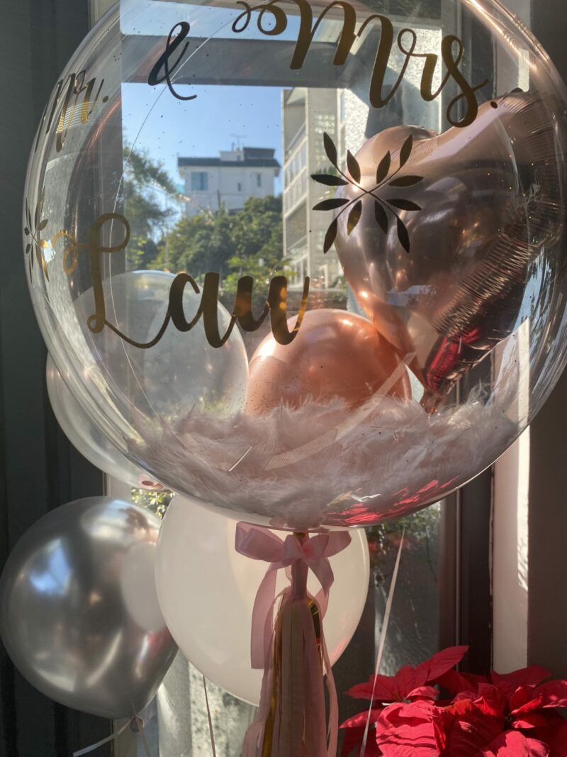 Wedding Pairs (With Feather) – 婚禮氣球束：圖片 3